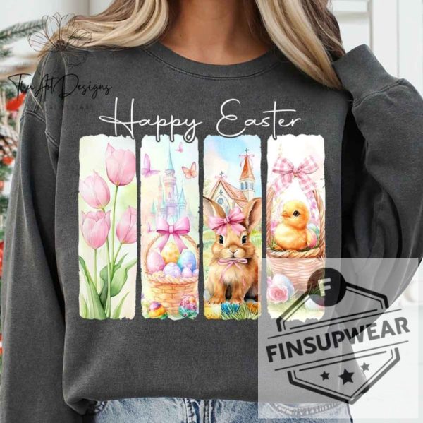 Happy Easter Coquette Floral Spring Brushstroke Shirts Hoodie Sweatshirt finsupwear 1 1