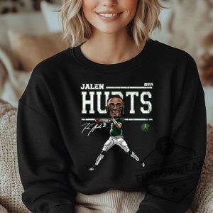 Jalen Hurts Cartoon Wht Tshirt Sweatshirt Hoodie finsupwear 3