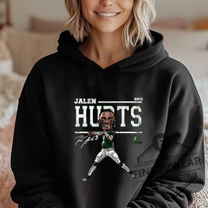 Jalen Hurts Cartoon Wht Tshirt Sweatshirt Hoodie finsupwear 5
