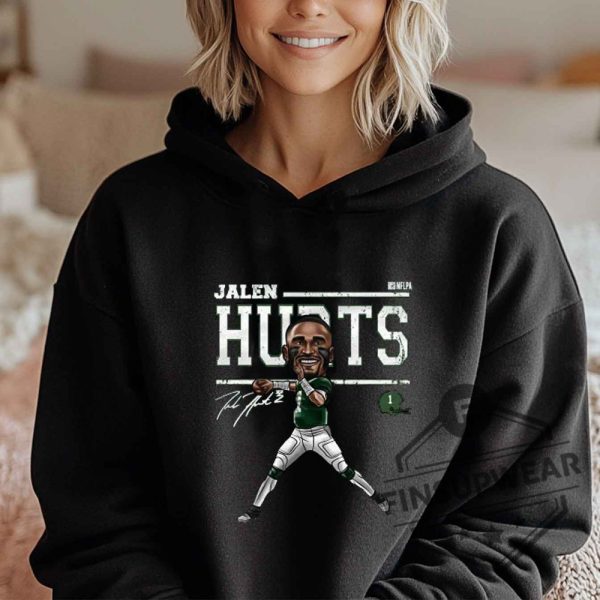 Jalen Hurts Cartoon Wht Tshirt Sweatshirt Hoodie finsupwear 5