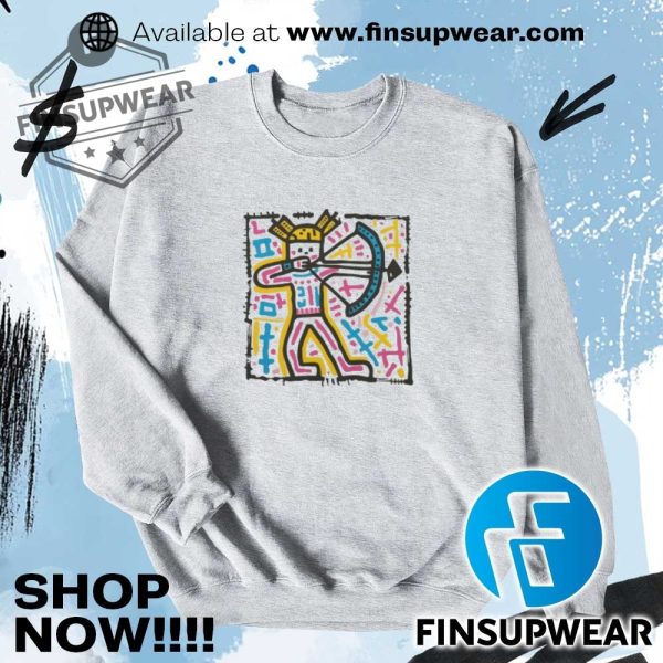 Whimsical Bold Tribal Graffiti Viking Archer Classic Tshirt Shirt Hoodie Sweatshirt Sweater finsupwear 4