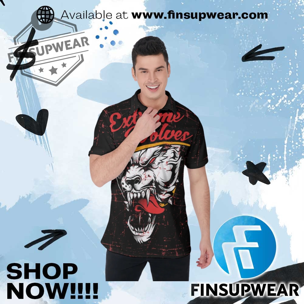 Mens Graphic Wolf Polo Shirt 1 Mens Graphic Wolf Polo Shirt finsupwear 1 1