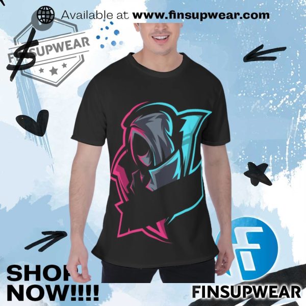 Mens Dark Anime Neon Graphic Print Shirt finsupwear 1 1