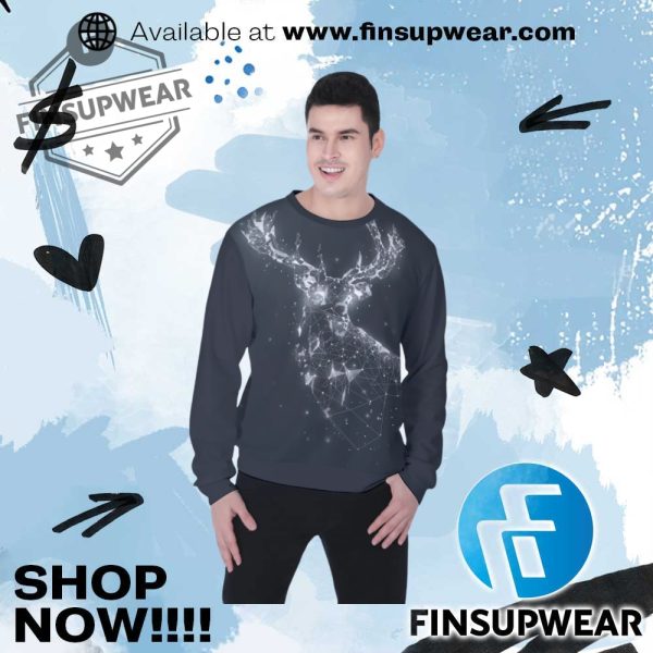 Mens Galaxy Deer Constellation Sweatshirt finsupwear 1 1