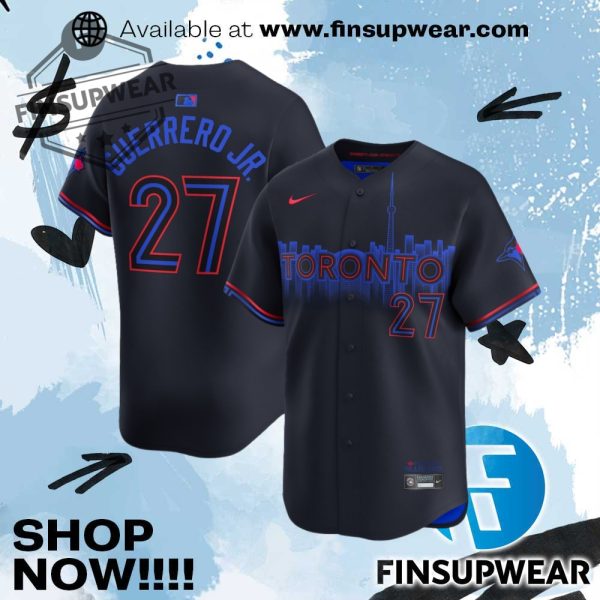 Vladimir Guerrero Jr. Toronto Navy Blue Baseball Jersey finsupwear 1
