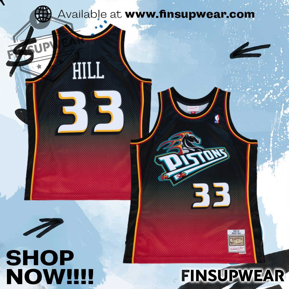 Mitchell Ness Detroit Pistons Redblack Grant Hill 199900 Hardwood Classics Fadeaway Swingman Jersey 1 Mitchell & Ness Detroit Pistons Red/Black Grant Hill 1999-00 Hardwood Classics Fadeaway Swingman Jersey