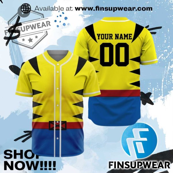 Personalized Wolverine Cosplay Marvel Baseball Jersey finsupwear 1