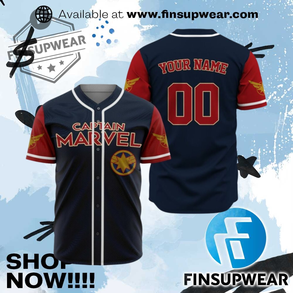 Personalized Captain Marvel Baseball Jersey 1 Personalized Captain Marvel Baseball Jersey