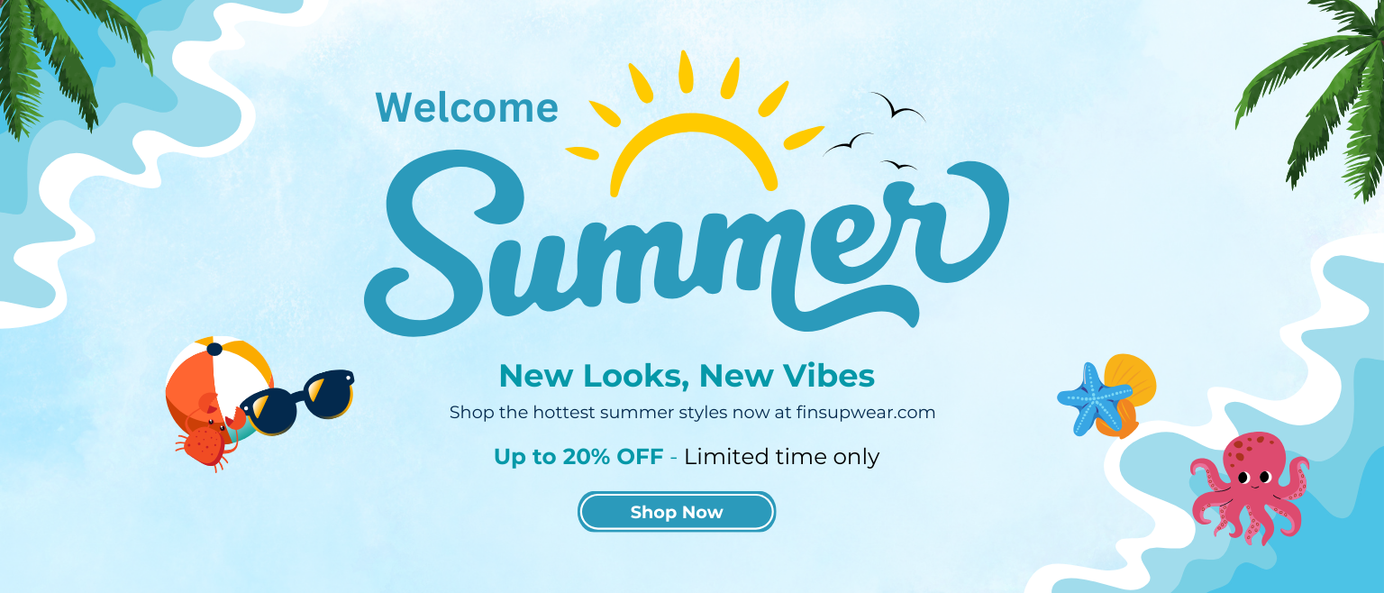 Blue and White Illustrated Summer Facebook Cover