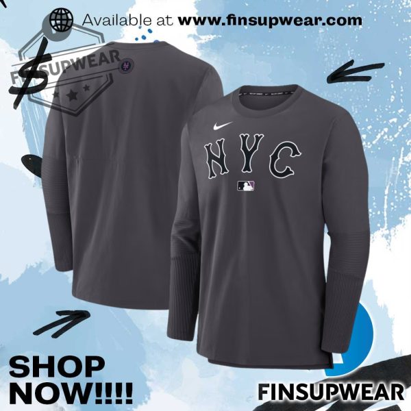 New York Mets Nike Authentic Collection City Connect Lightweight Player Triblend Performance Tshirt finsupwear 1
