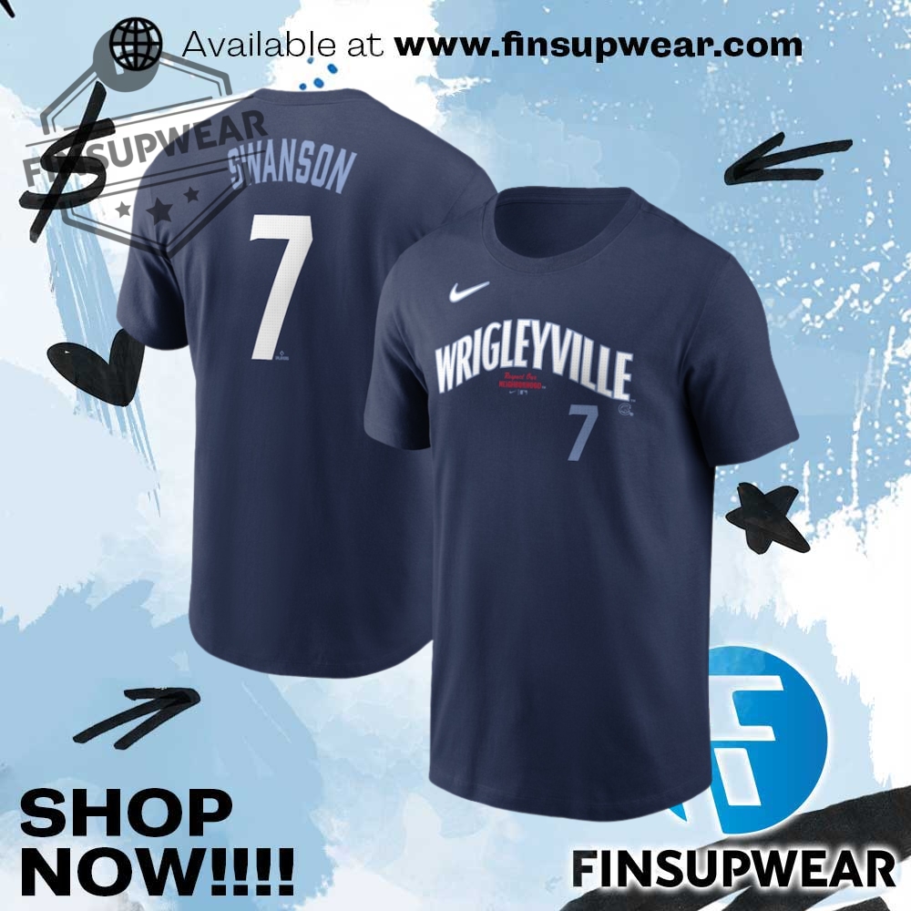 Dansby Swanson Chicago Cubs Nike City Connect Fuse Name Number Navy Tshirt 1 Dansby Swanson Chicago Cubs Nike City Connect Fuse Name & Number Navy TShirt
