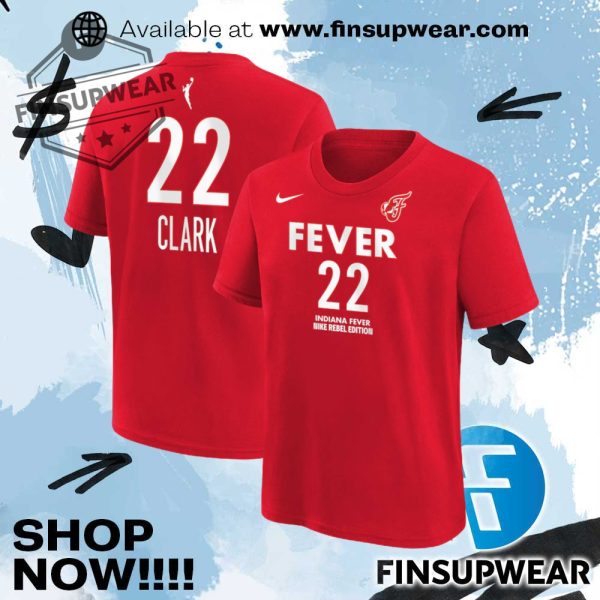Caitlin Clark Indiana Fever Nike Youth 2024 Wnba Draft Rebel Edition Player Name Number Tshirt finsupwear 1