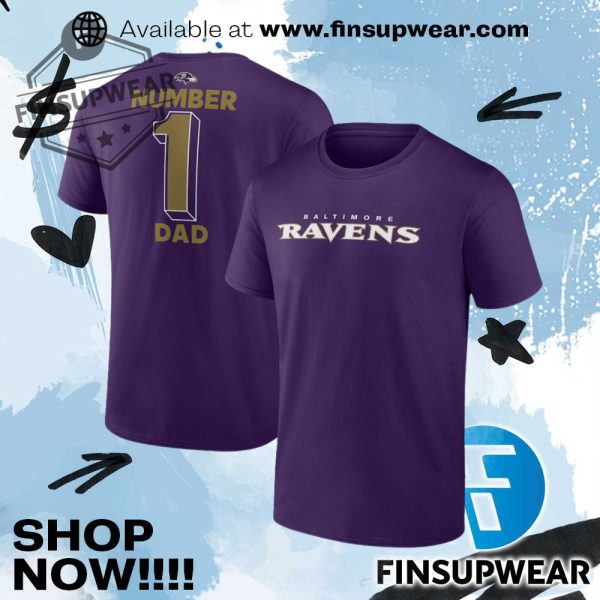 Baltimore Ravens Fanatics Big Tall Number One Dad Tshirt finsupwear 1