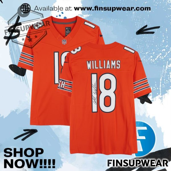 Caleb Williams Chicago Bears Autographed Fanatics Authentic Orange Nike Limited Jersey finsupwear 1