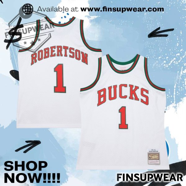 Oscar Robertson Milwaukee Bucks Mitchell Ness 197172 Swingman Jersey finsupwear 1