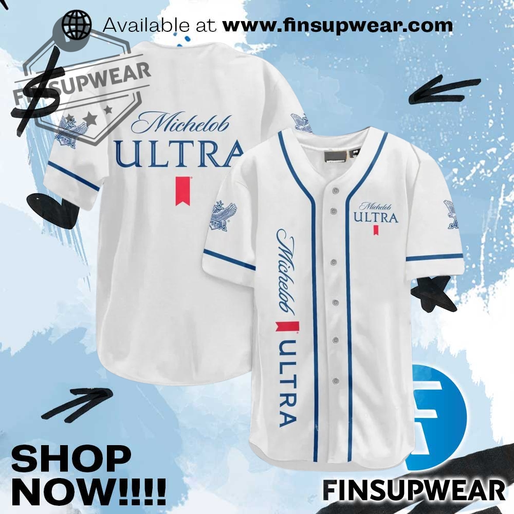 Michelob Ultra White Baseball Jersey 1 Michelob Ultra White Baseball Jersey