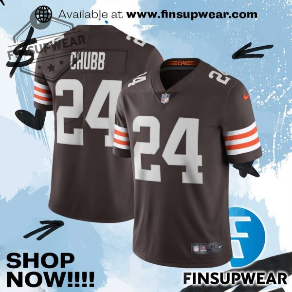 Mens Nike Nick Chubb Brown Cleveland Browns Vapor Limited Jersey finsupwear 1