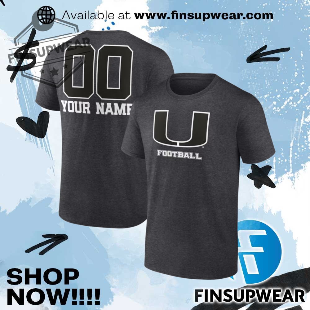 Miami Hurricanes Personalized Name Number Monochrome Tshirt 1 Name