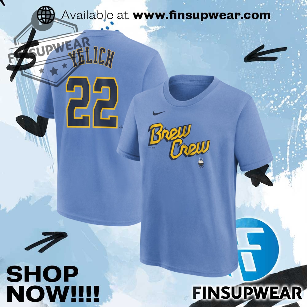 Christian Yelich Milwaukee Brewers Nike Youth Fuse City Connect Name Number Tshirt 1 Christian Yelich Milwaukee Brewers Nike Youth Fuse City Connect Name & Number TShirt