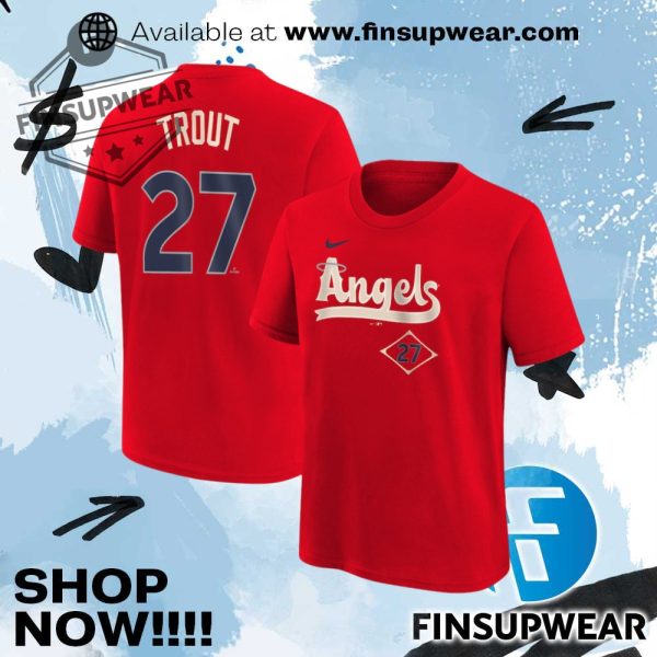 Mike Trout Los Angeles Angels Nike Youth Fuse City Connect Name Number Tshirt finsupwear 1