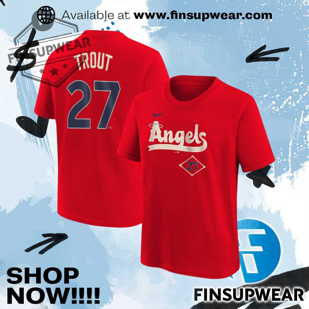 Mike Trout Los Angeles Angels Nike Youth Fuse City Connect Name Number Tshirt finsupwear 1