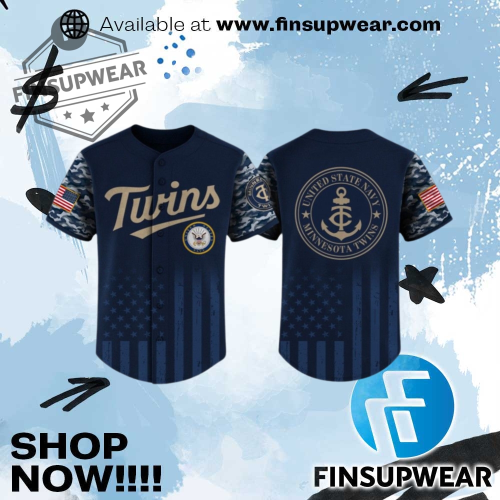 2025 Twins United State Navy Military Appreciation Night Jersey finsupwear 1