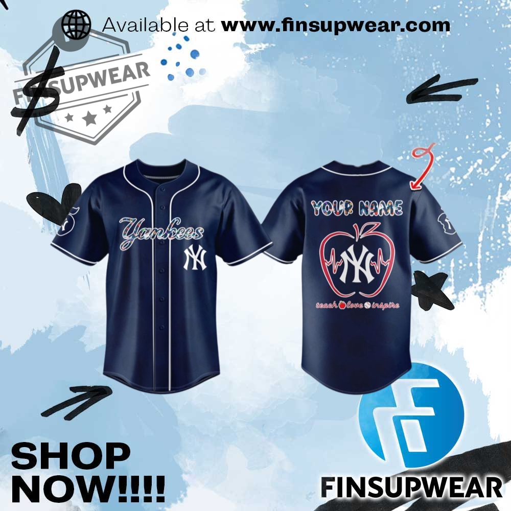 Custom 2025 Yankees Teacher Night Baseball Jersey 1 Custom 2025 Yankees TEACHER NIGHT Baseball Jersey