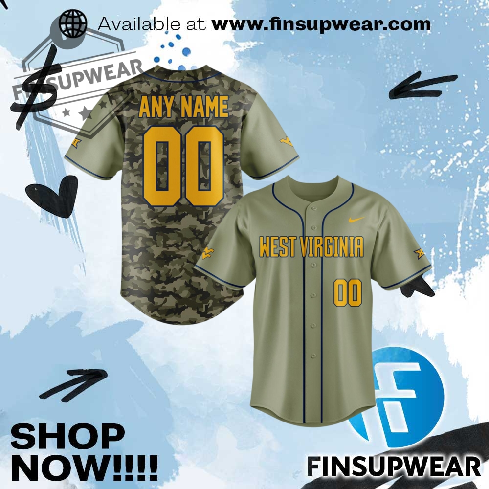 West Virginia Mountaineers 2025 Special Edition Camo Baseball Jersey 1 West Virginia Mountaineers 2025 Special Edition Camo Baseball Jersey