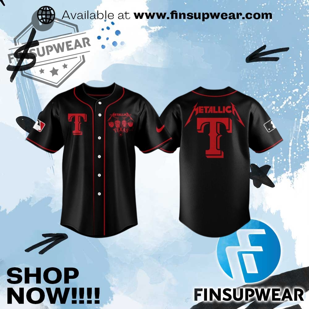 Texas Rangers X Metallica Tour Limited Edition Baseball Jersey 1 Texas Rangers x Metallica Tour Limited Edition Baseball Jersey
