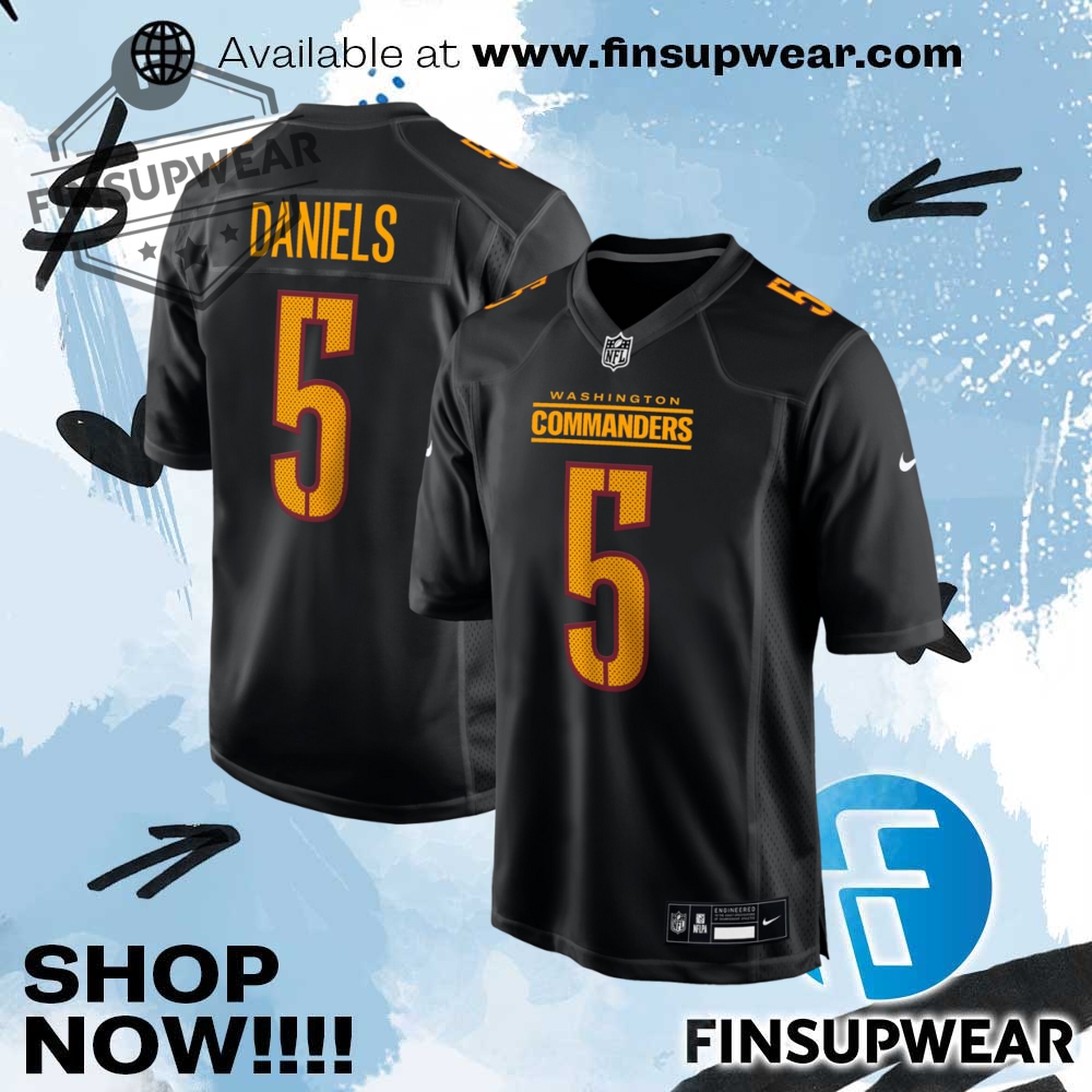 Jayden Daniels Carbon Black Washington Commanders Nfl Jersey 1 Jayden Daniels Carbon Black Washington Commanders NFL Jersey