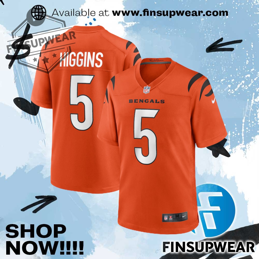 Mens Nike Tee Higgins Orange Cincinnati Bengals Alternate Game Jersey 1 Mens Nike Tee Higgins Orange Cincinnati Bengals Alternate Game Jersey finsupwear 1