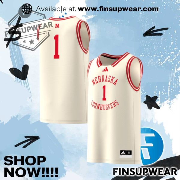 Mens Adidas Cream Nebraska Huskers Replica Swingman Jersey finsupwear 1