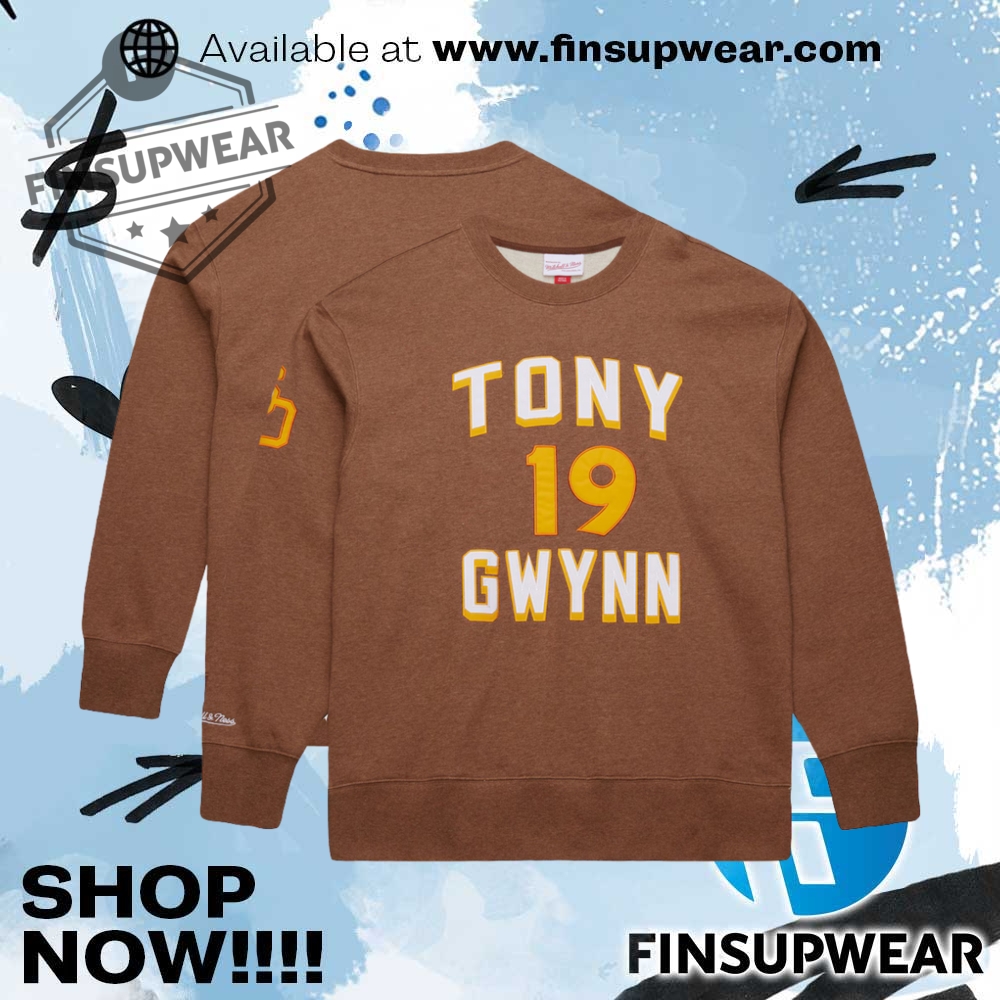 Tony Gwynn San Diego Padres Mitchell Ness Legends Collection Vintage Logo Name Number Fleece Pullover Sweatshirt 1 Tony Gwynn San Diego Padres Mitchell & Ness Legends Collection Vintage Logo Name & Number Fleece Pullover Sweatshirt