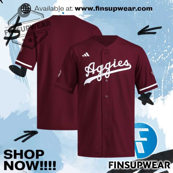 Texas Am Aggies Adidas Reversible Retro Fullbutton Baseball Jersey finsupwear 1