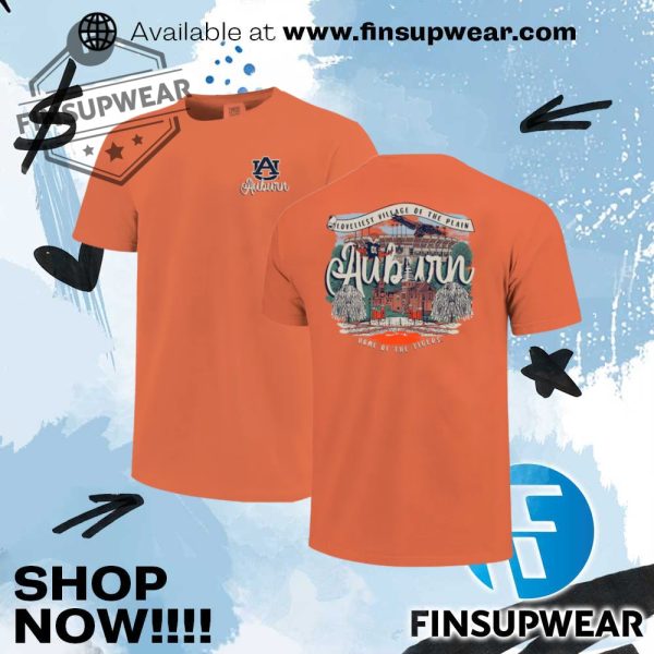 Auburn Tigers Womens Comfort Colors Campus Scene Drawing Script Tshirt finsupwear 1