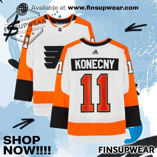 Travis Konecny Philadelphia Flyers Fanatics Authentic Autographed White Adidas Authentic Jersey finsupwear 1