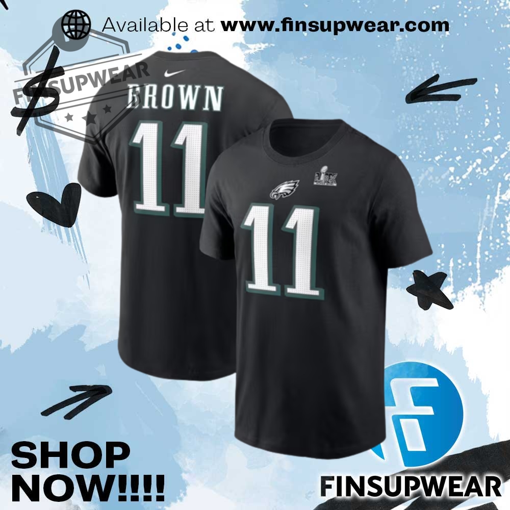 Top Trending Summer 2025: The 3D Sports T-Shirts You Need Now 3 Aj Brown Philadelphia Eagles Black Super Bowl Participant Short Sleeve Player Tshirt
