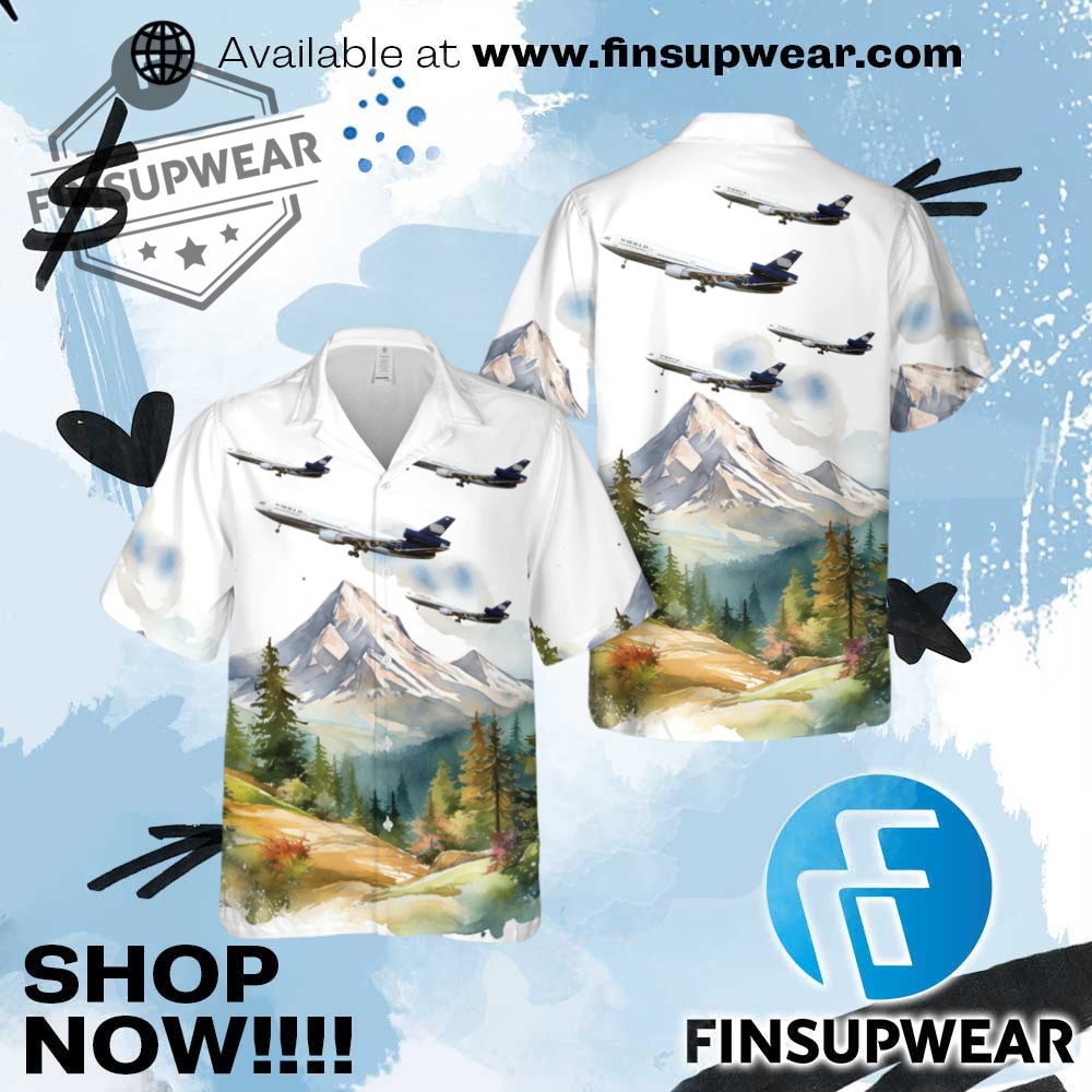 World Airways Mcdonnell Douglas Dc1030 Hawaiian Shirt 1 World Airways McDonnell Douglas DC-10-30 Hawaiian Shirt
