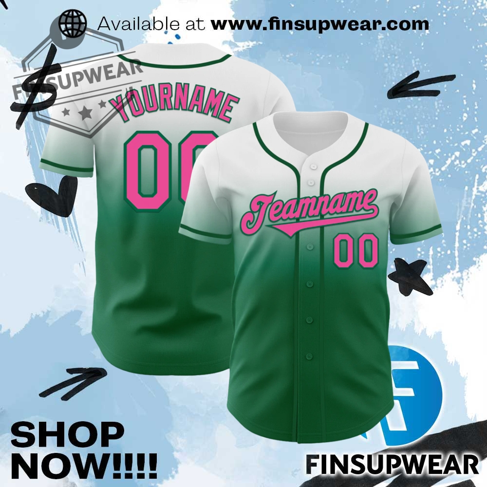 Top Trending 2025: Must-Have Basketball Jerseys and Baseball Jerseys 15 Custom White Pinkkelly Green Authentic Fade Fashion Baseball Jersey