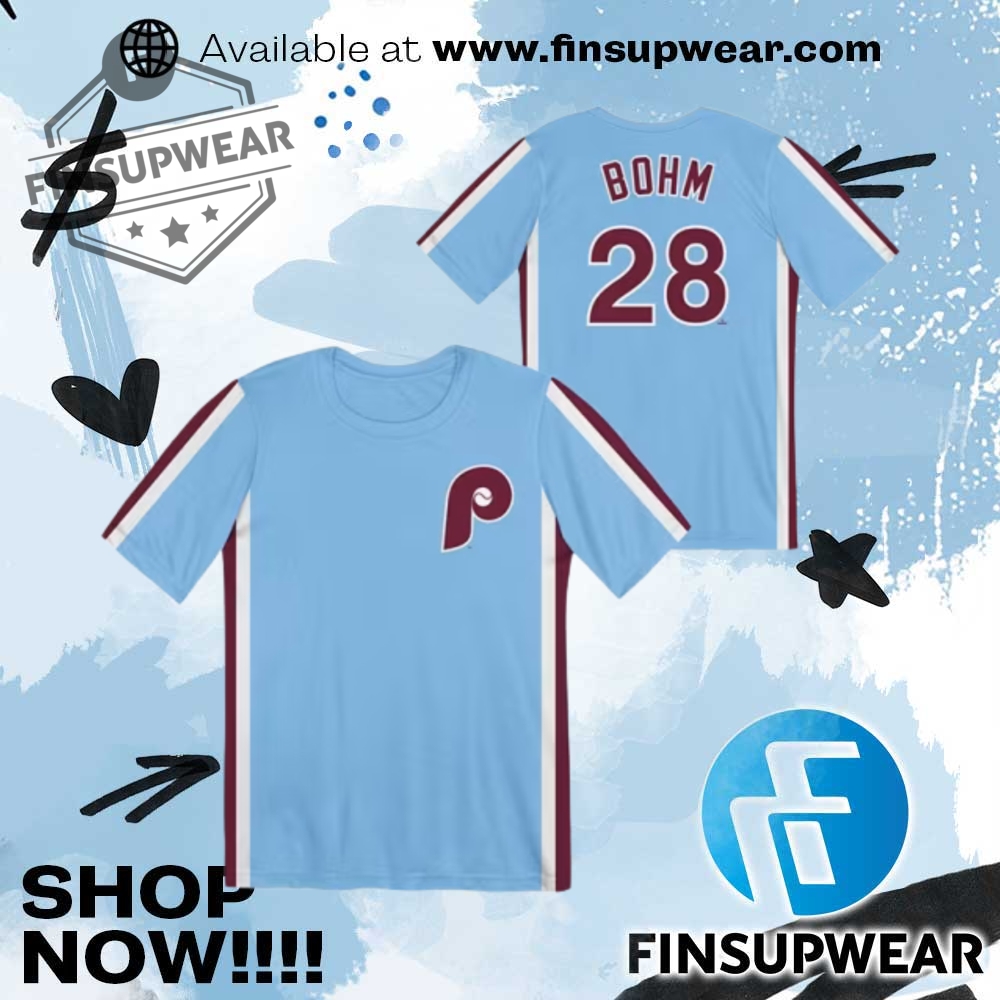 Alec Bohm Philadelphia Phillies Boys Light Blue Triple Short Sleeve Tshirt 1 Alec Bohm Philadelphia Phillies Boys Light Blue Triple Short Sleeve TShirt
