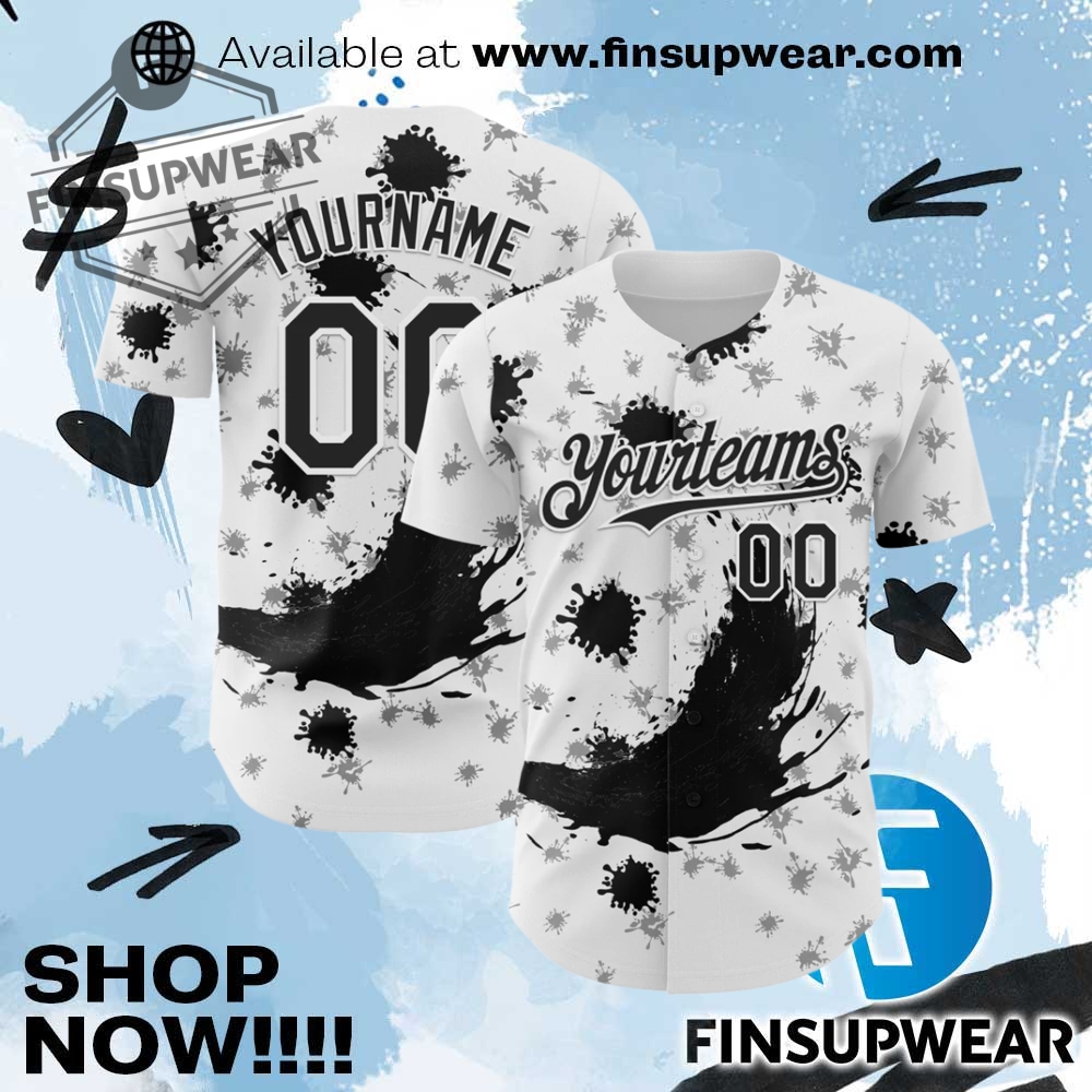 Custom Light Pink Whitered 3D Pattern Design Graffiti Ink Brush Stroke Authentic Baseball Jersey 1 Custom Light Pink White-Red 3D Pattern Design Graffiti Ink Brush Stroke Authentic Baseball Jersey