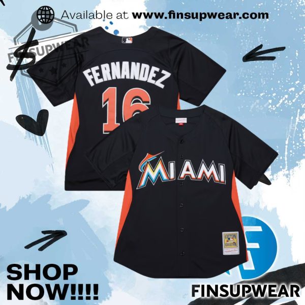 Jose Fernandez Miami Marlins Mitchell Ness Authentic Batting Practice Jersey finsupwear 1