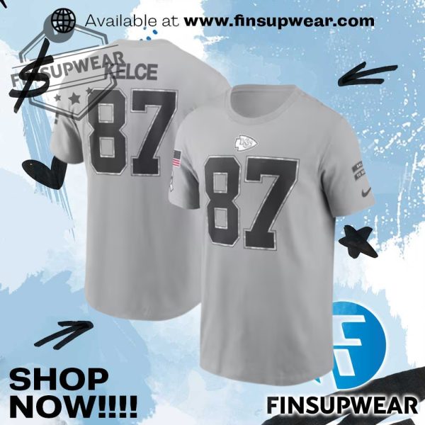 Travis Kelce Kansas City Chiefs Grey 2024 Sts Short Sleeve Player Tshirt finsupwear 1
