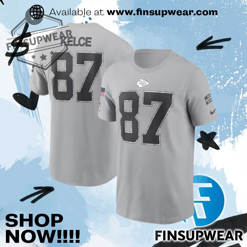 Travis Kelce Kansas City Chiefs Grey 2024 Sts Short Sleeve Player Tshirt 1 Travis Kelce Kansas City Chiefs Grey 2024 STS Short Sleeve Player TShirt