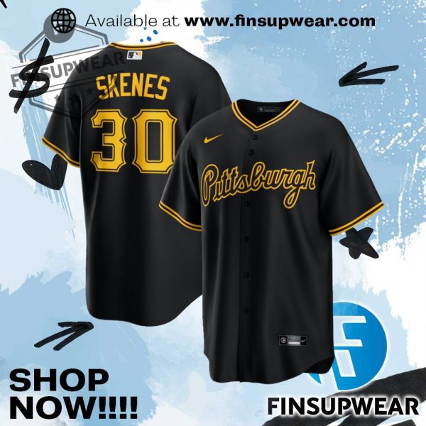 Mens Pittsburgh Pirates Paul Skenes Nike Black Alternate Replica Jersey finsupwear 1