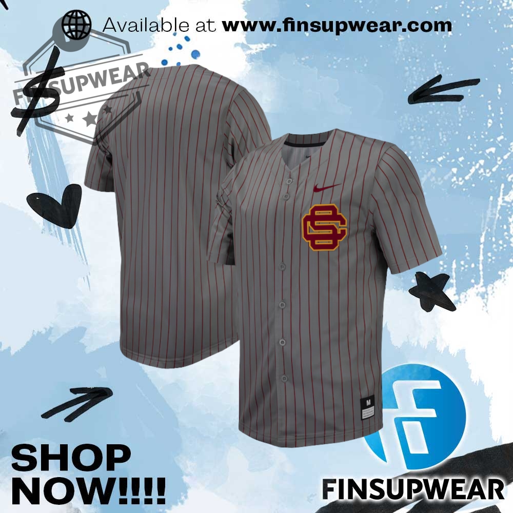 Mens Nike Steel Usc Trojans Pinstripe Replica Fullbutton Baseball Jersey 1 Mens Nike Steel Usc Trojans Pinstripe Replica Fullbutton Baseball Jersey finsupwear 1
