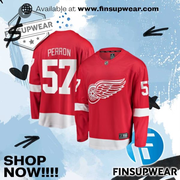 David Perron Detroit Red Wings Mens Red 2019 Home Breakaway Hockey Jersey finsupwear 1