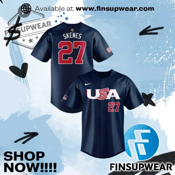 Paul Skenes Usa Team World Baseball Classic 2026 Navy Jersey finsupwear 1