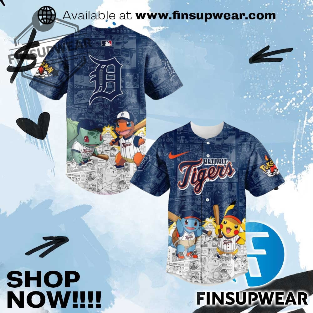 Detroit Tigers X Pokémon Night Special Baseball Jersey 1 Detroit Tigers x Pokémon Night Special Baseball Jersey