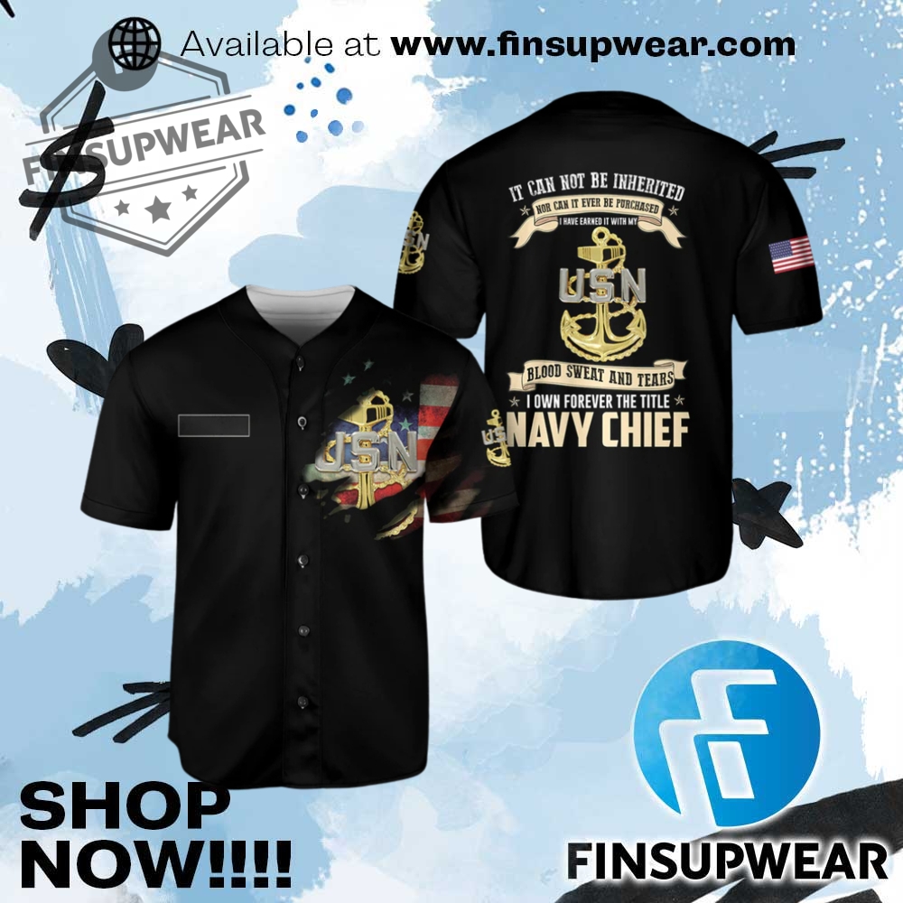 Custom Name Us Navy Chief Baseball Jersey 1 Custom Name US Navy Chief Baseball Jersey